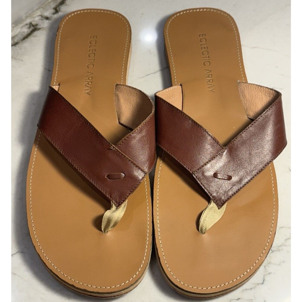 Eclectic Array Men's Leather Rivet Sandal Brown SZ 14